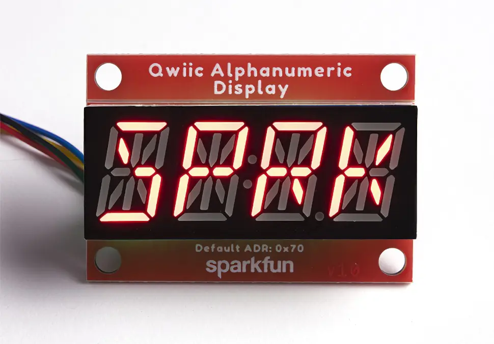 'SparkFun Qwiic Alphanumeric Display. Image copyright SparkFun'