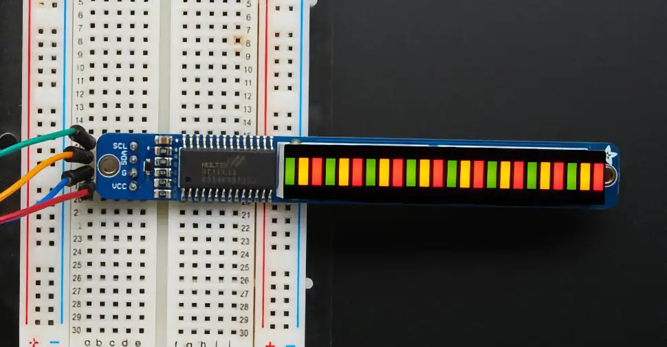 'Adafruit Bi-Color (Red/Green) 24-Bar Bargraph w/I2C Backpack. Image copyright Adafruit'