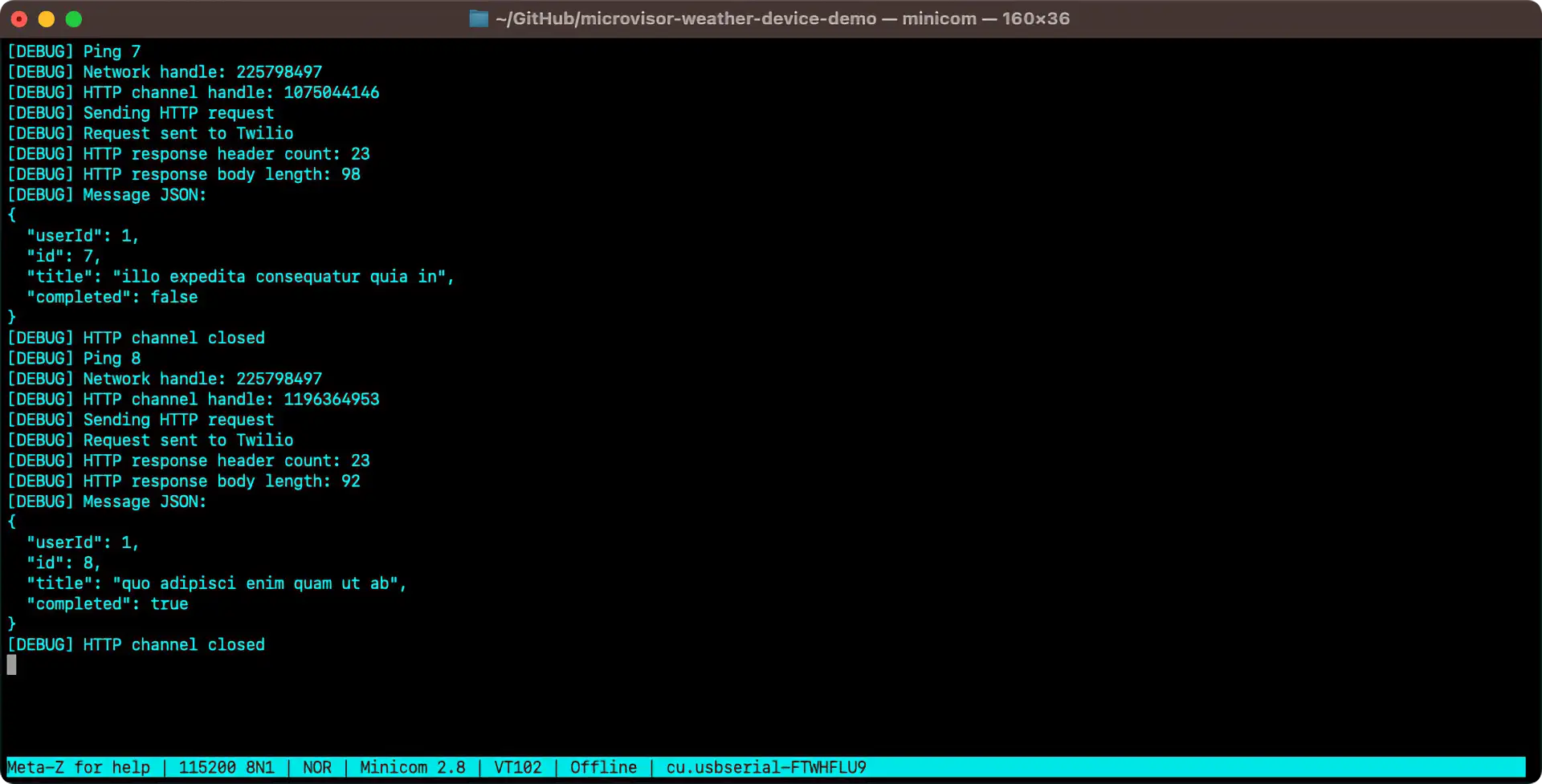 Disconnected debugging output in a terminal