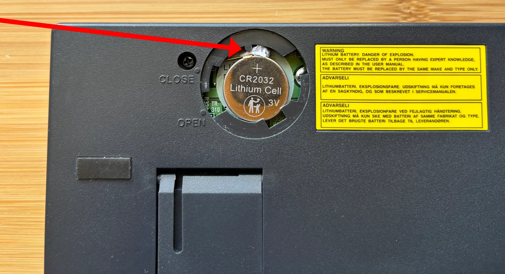 A wedge to hold the coin cell terminal in place. image copyright 2025 tony smith. All rights reserved