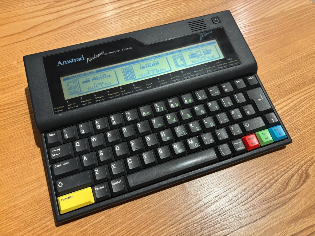 Amstrad NC100 notepad computer. image copyright 2025 tony smith