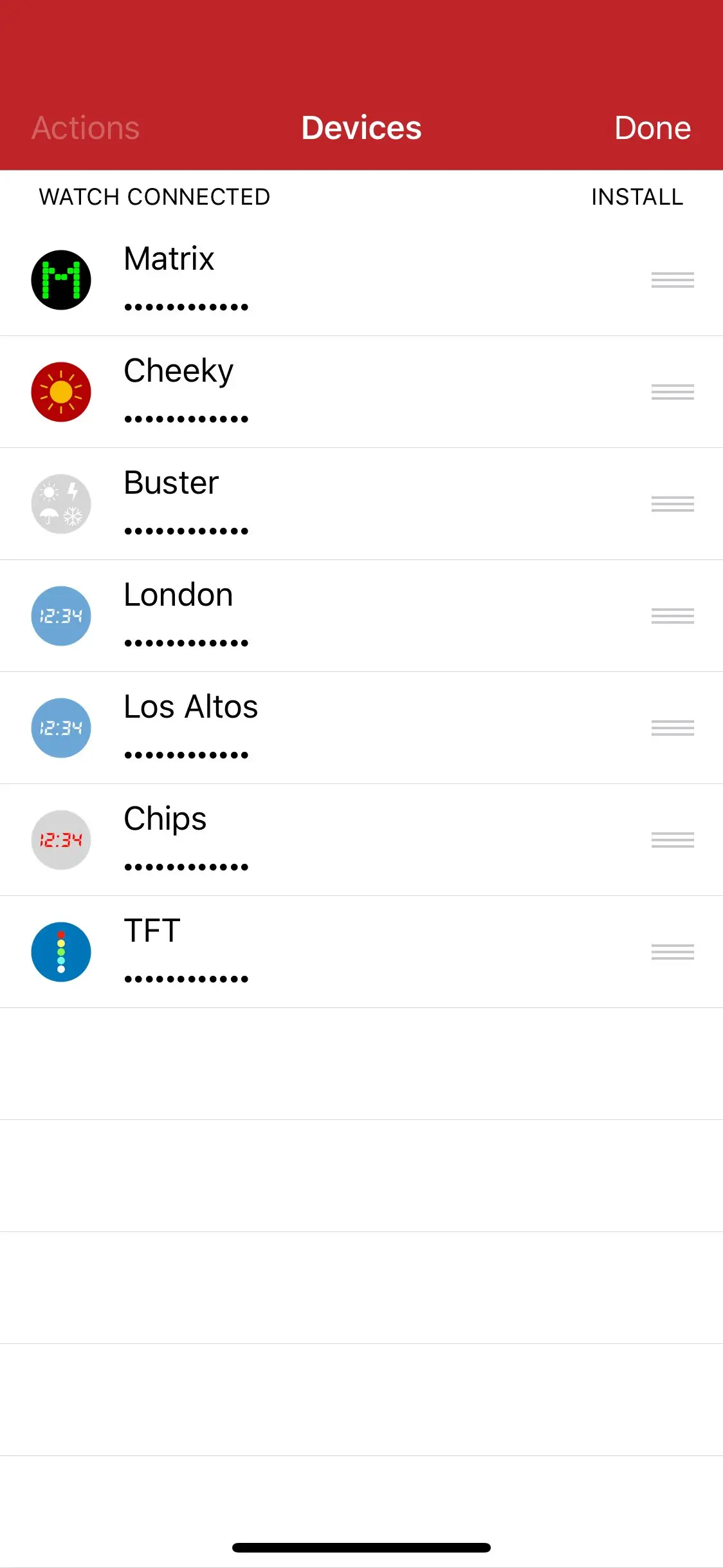 One menu option allows you to reorder the device list