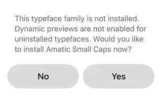 Add a new typeface before previewing it