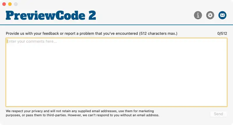 The PreviewCode app feedback mechanism