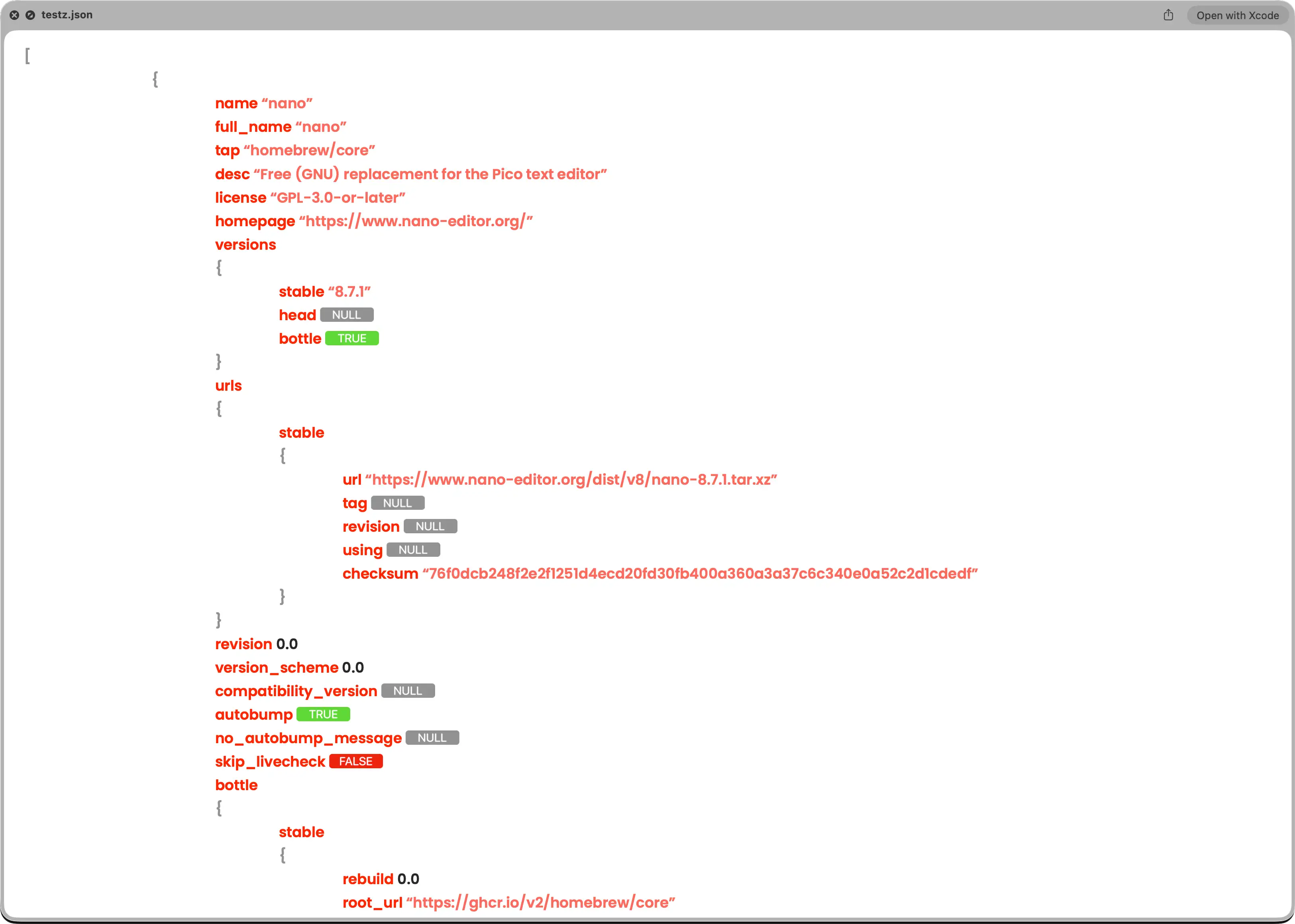 PreviewJson sample output