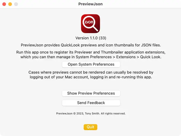 The PreviewJson main UI
